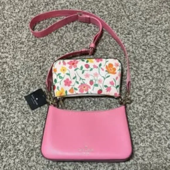 NEW WITH TAGS! Kate Spade New York Duo Crossbody Bag - Floral & Pink - MSRP $339 - Picture 3 of 3